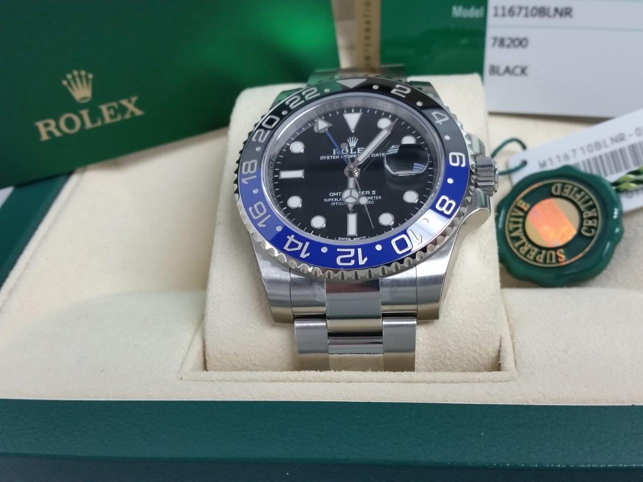 Rolex GMT Master II BATMAN Blue Black 116710BLNR w/Stickers Brand New