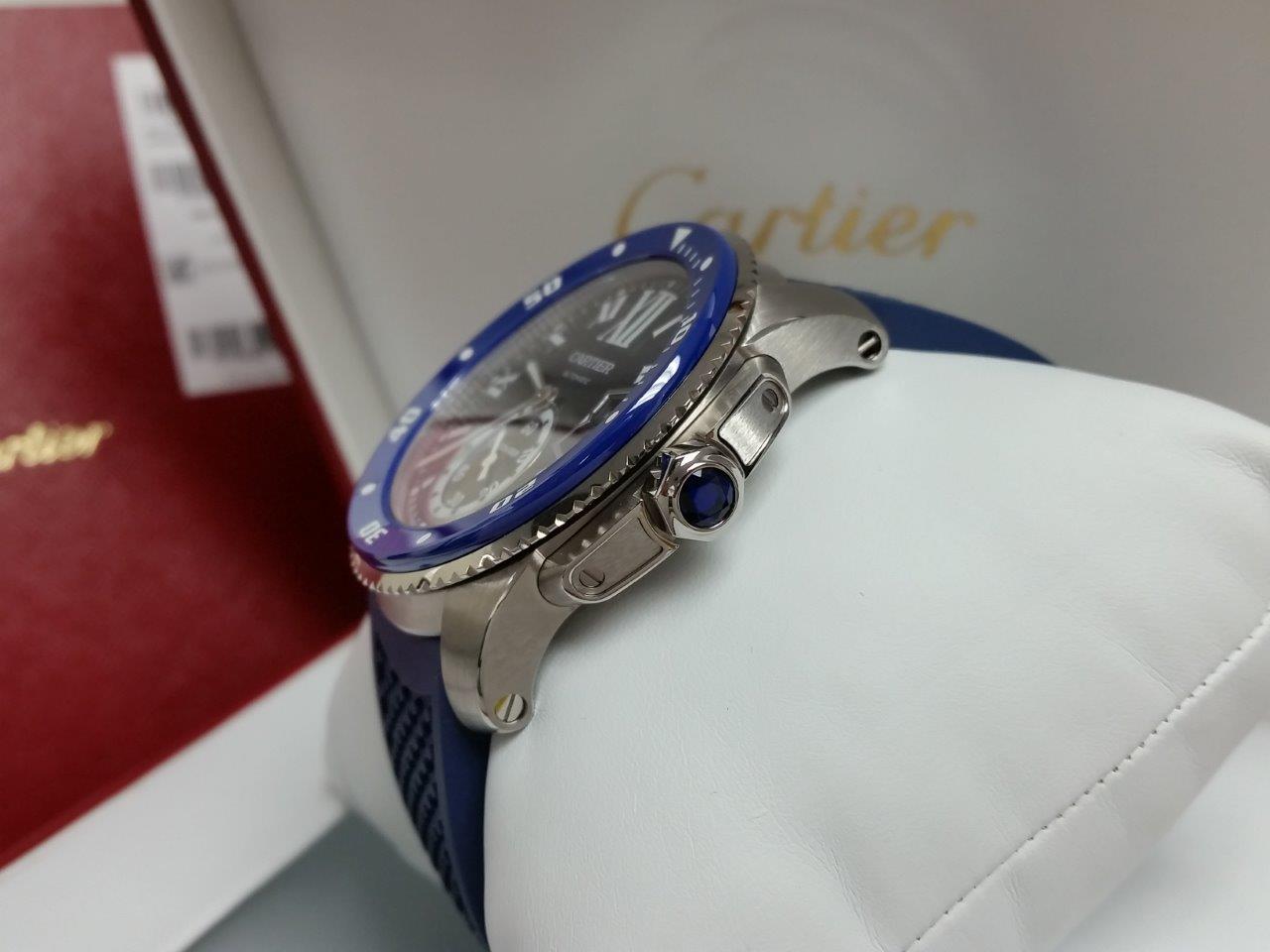 BRAND NEW Calibre de Cartier Diver WSCA0011 3729 BLUE Ceramic Rubber 300M Box/Papers