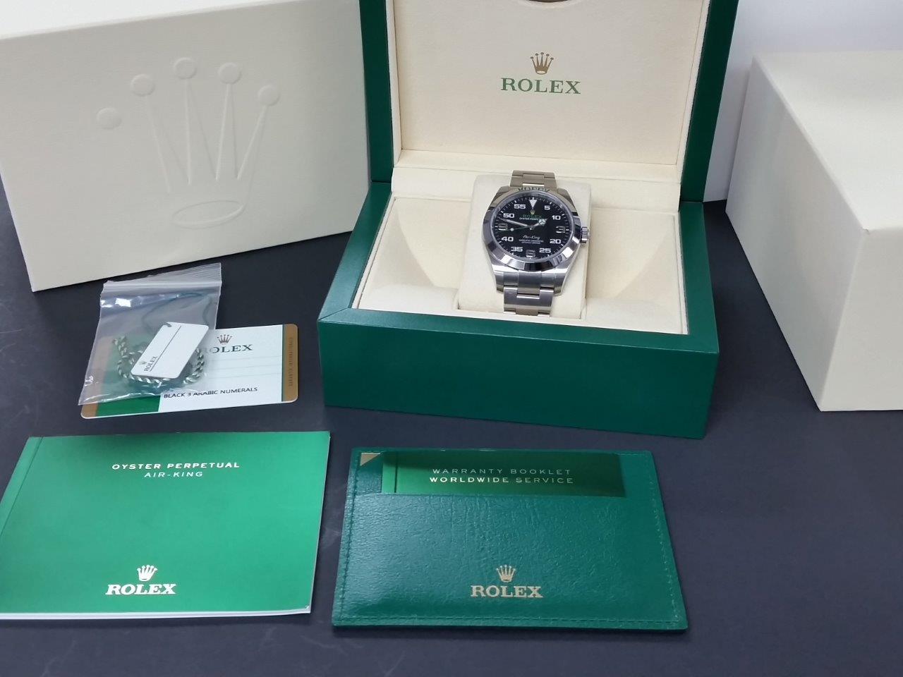New 40mm Rolex Air-King Black/Green/Yellow 116900 Full Set Box/Papers