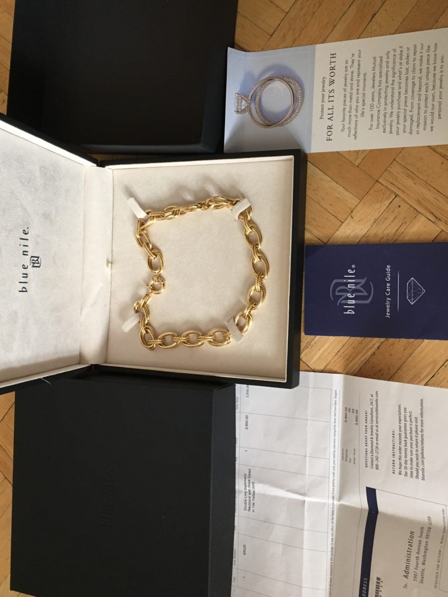 14k gold rope chain double link statement necklace