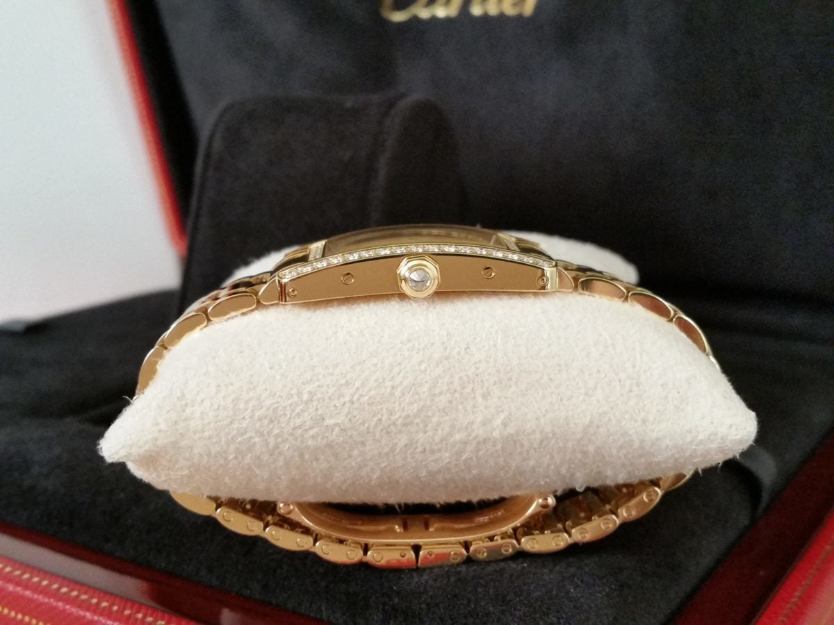 CARTIER TANK AMERICAINE 18K Gold & Factory Diamonds WB7072K2
