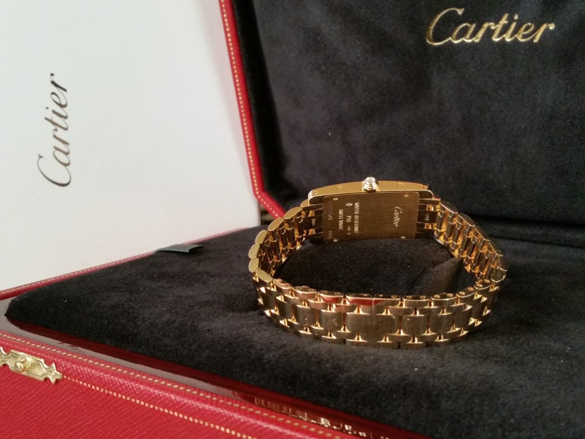 CARTIER TANK AMERICAINE 18K Gold & Factory Diamonds WB7072K2