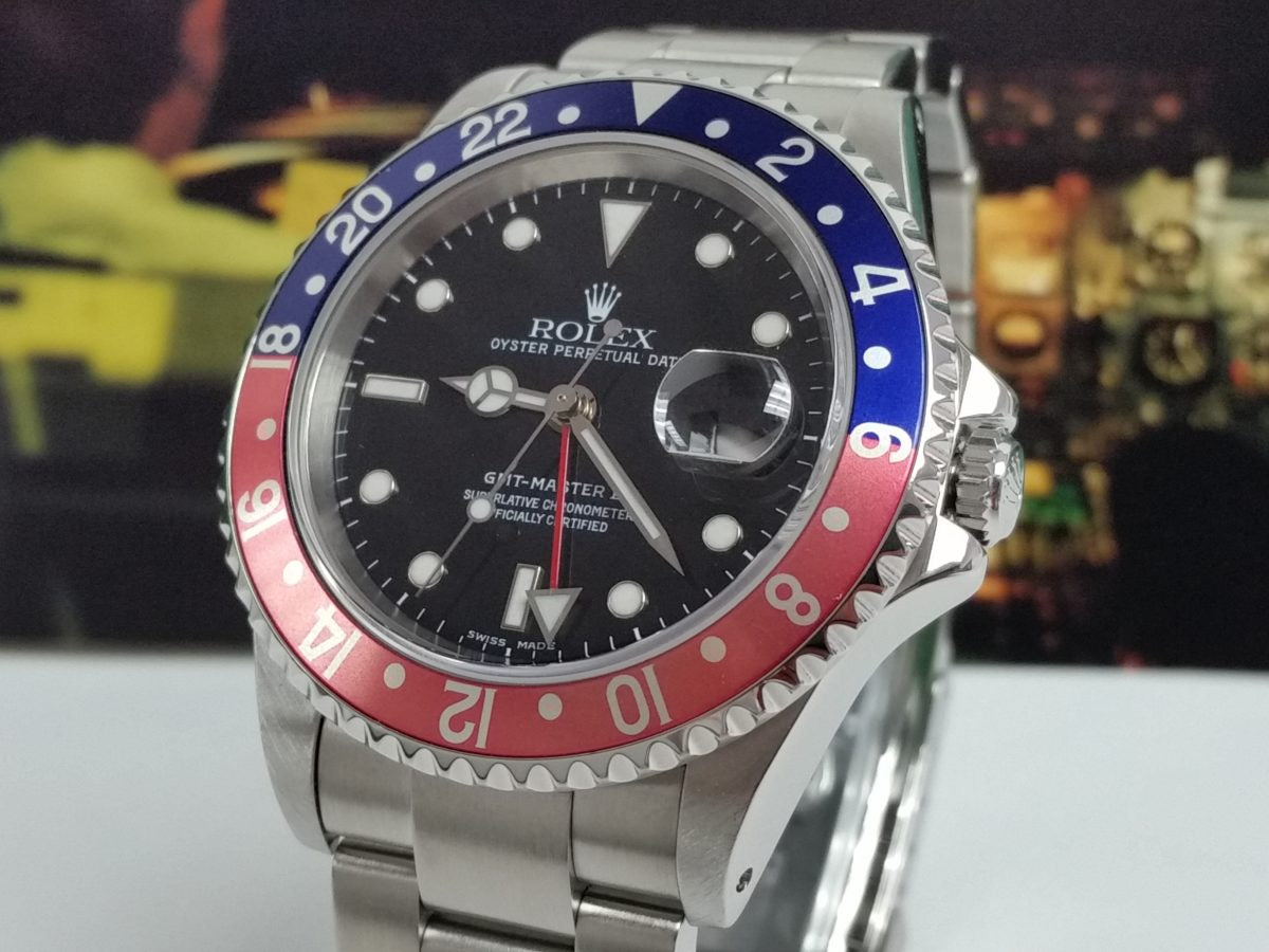 Rolex GMT Pepsi Faded Fat Font Serif 16710 P Master II