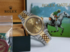 NOS 1995 Classic Rolex Datejust 16233 W Champagne Stick 18k Gold and Steel Box/Papers