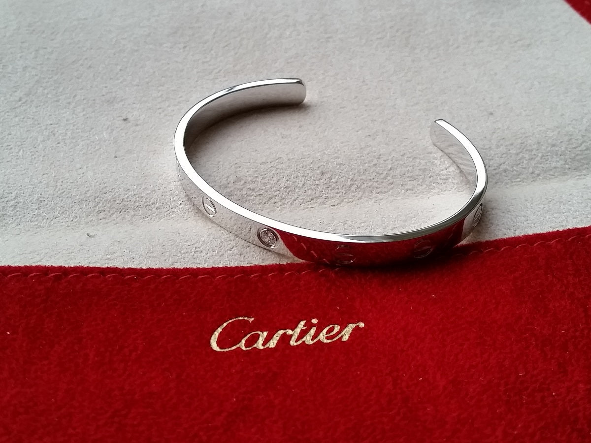 Cartier Love Bracelet Diamond Open Bangle 18k white gold 17