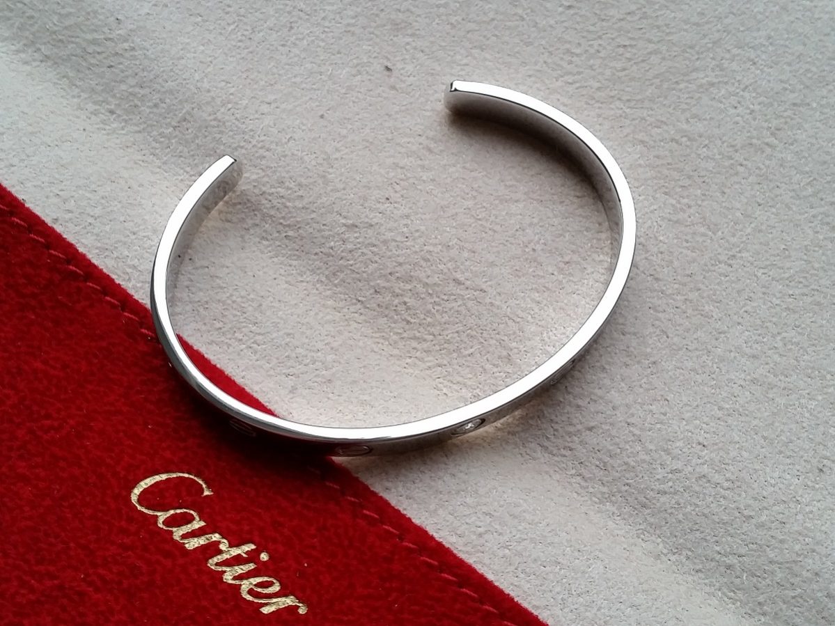 Cartier Love Bracelet Diamond Open Bangle 18k white gold 17