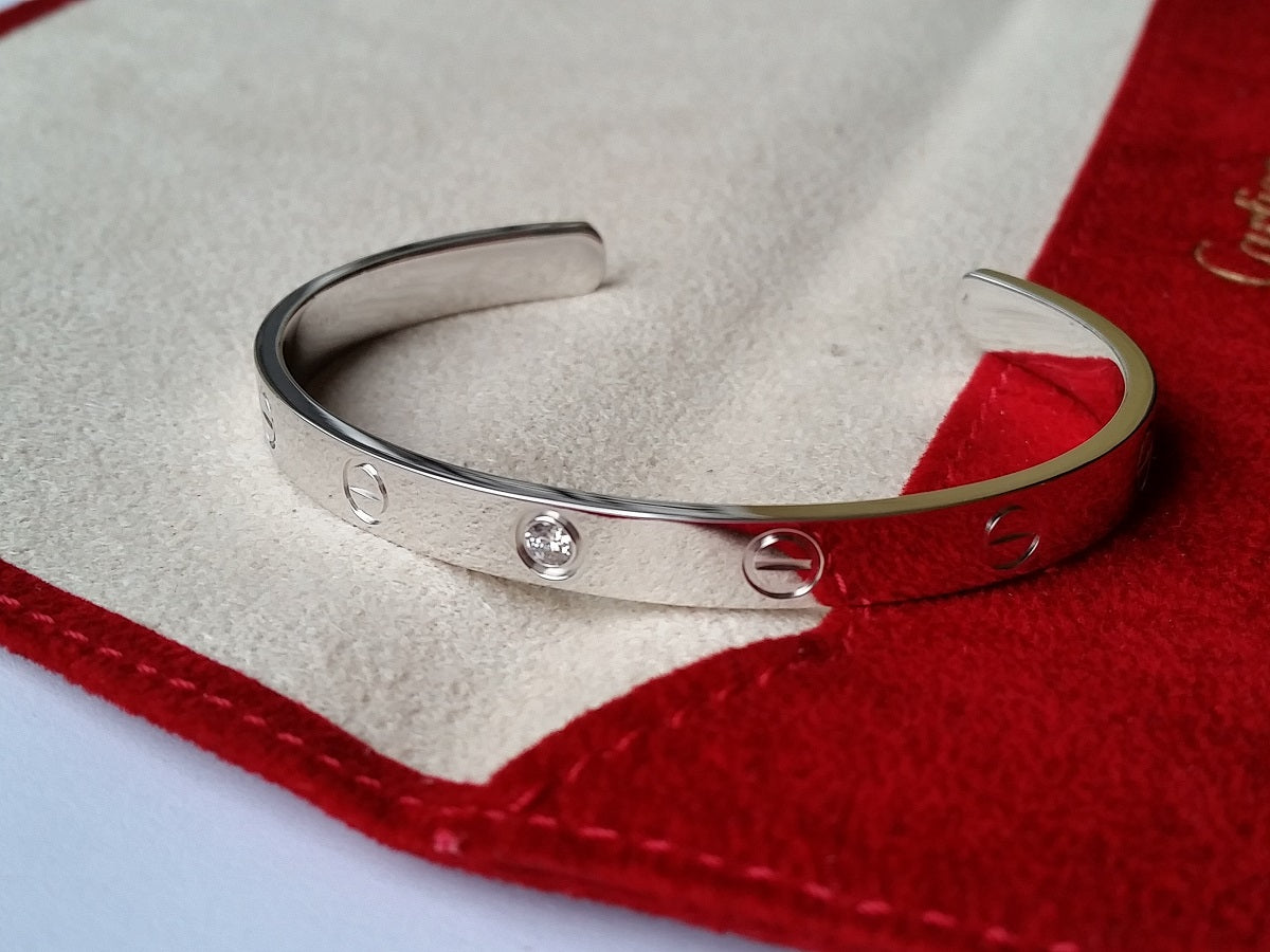 Cartier Love Bracelet Diamond Open Bangle 18k white gold 17