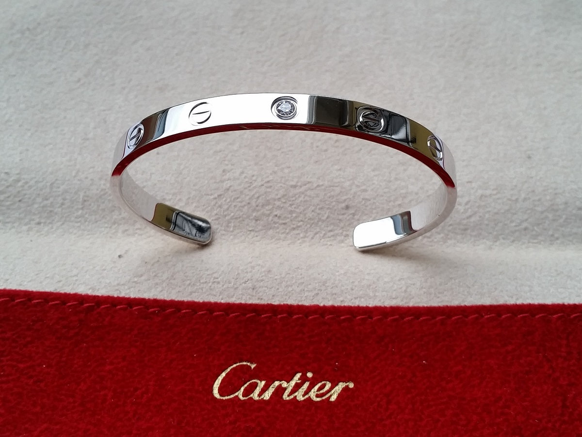Cartier Love Bracelet Diamond Open Bangle 18k white gold 17