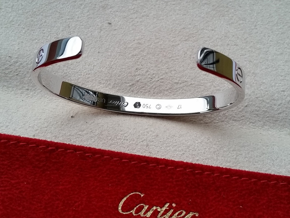 Cartier Love Bracelet Diamond Open Bangle 18k white gold 17