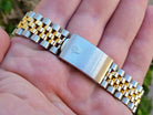 NOS 1995 Classic Rolex Datejust 16233 W Champagne Stick 18k Gold and Steel Box/Papers
