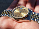 NOS 1995 Classic Rolex Datejust 16233 W Champagne Stick 18k Gold and Steel Box/Papers