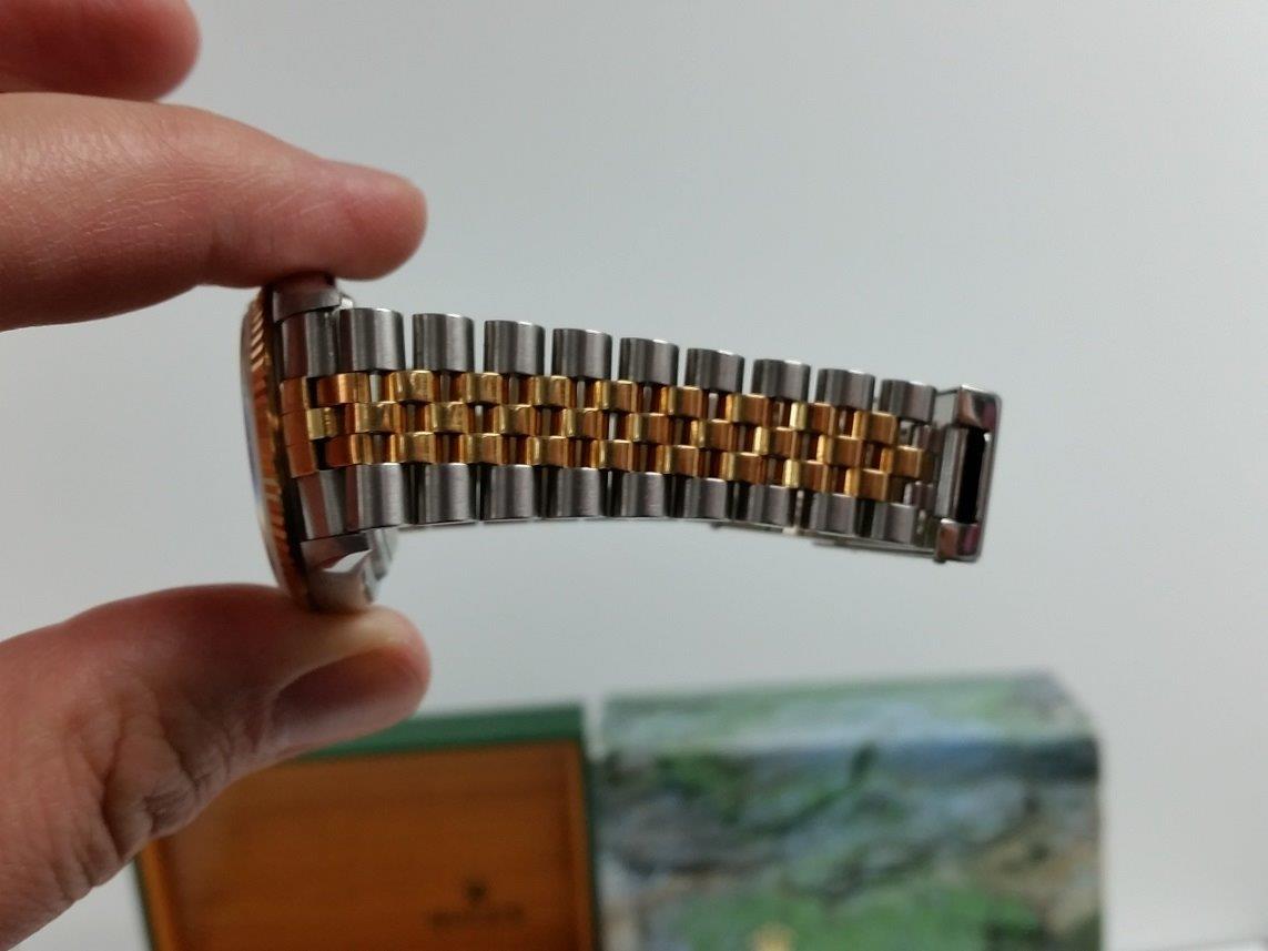 Classic Rolex Datejust 16233 P Jubilee SERTI Champagne Diamond Dial 18k Gold/Steel Box/Papers