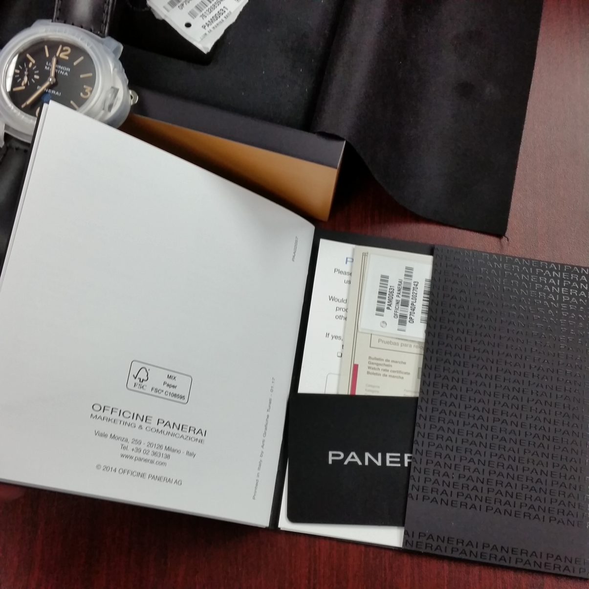 Panerai luminor marina 631 mechanical hand wound blue logo