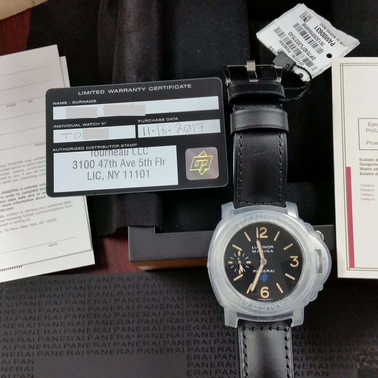 Panerai luminor marina 631 mechanical hand wound blue logo