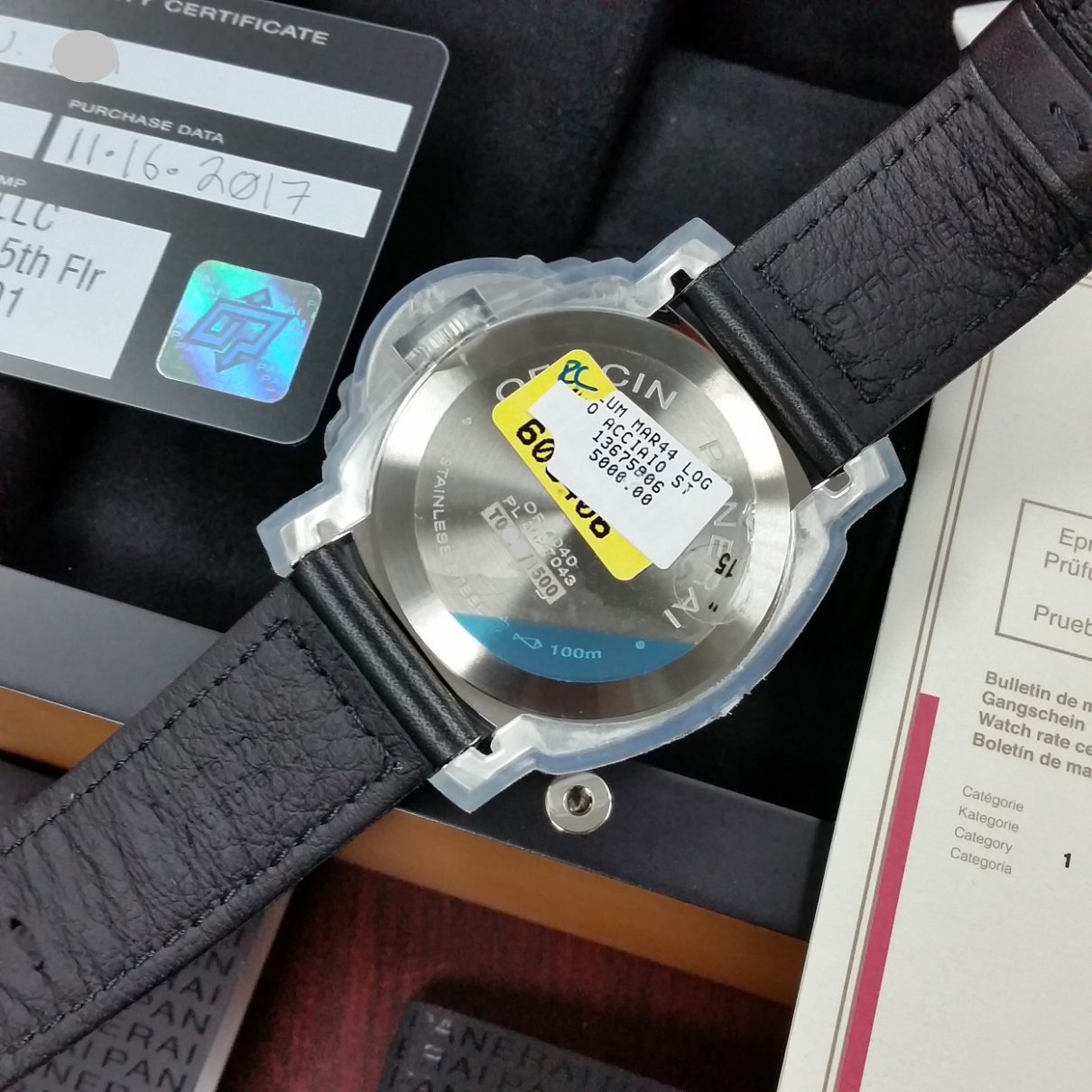 Panerai luminor marina 631 mechanical hand wound blue logo