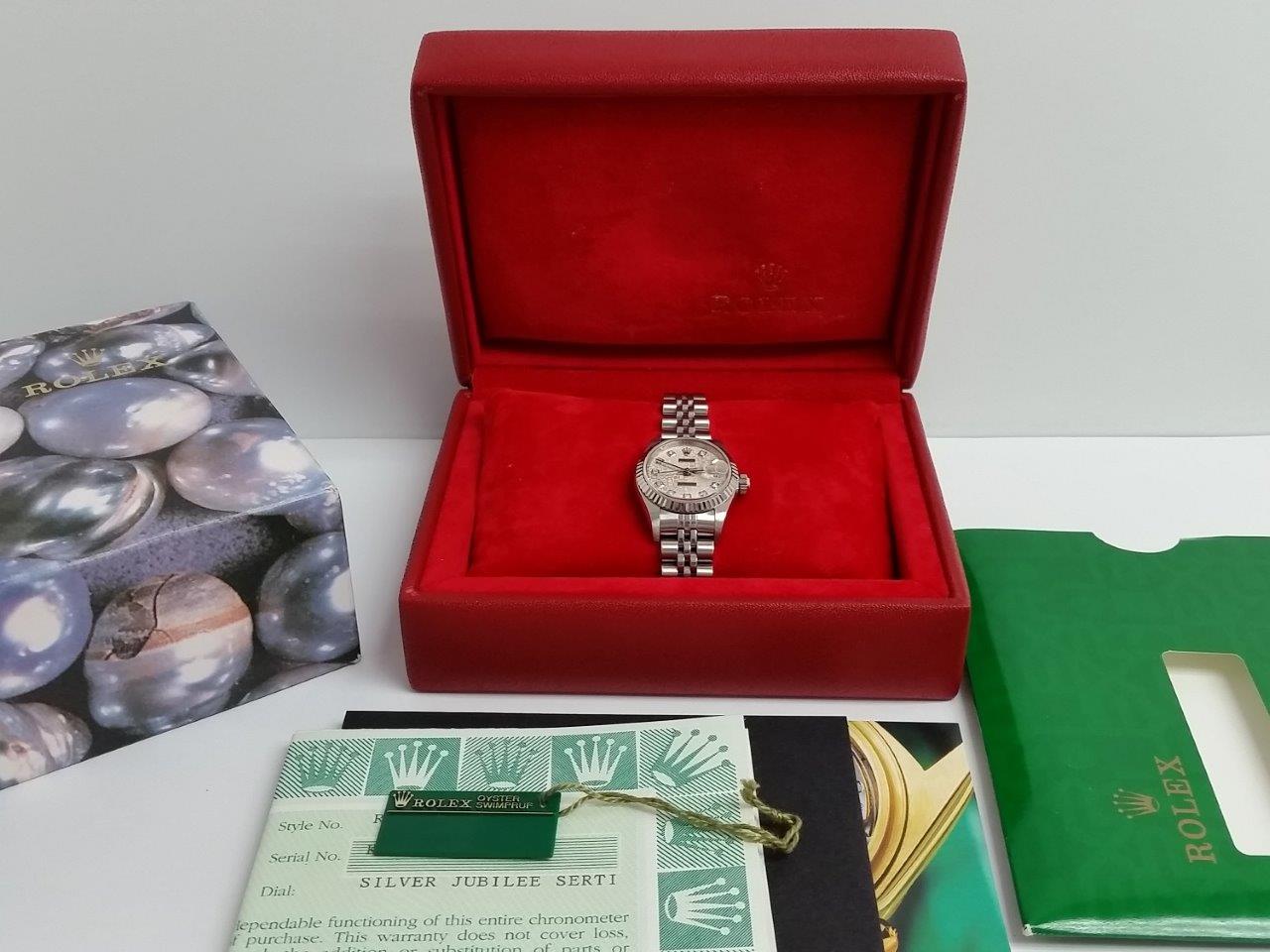 Rolex Datejust Jubilee 79174 SERTI Diamond Dial SS/18k Gold Fluted Bezel