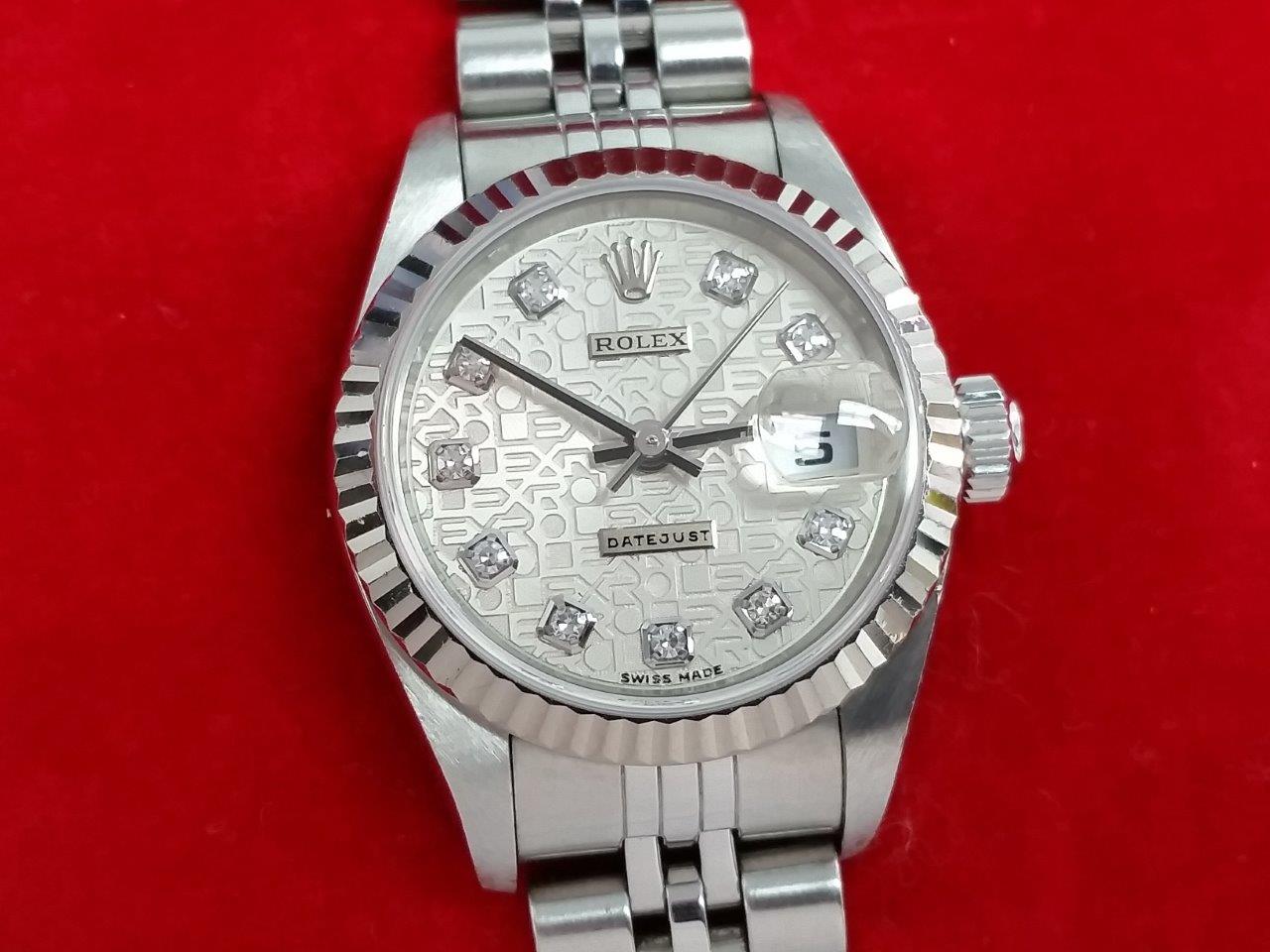 Rolex Datejust Jubilee 79174 SERTI Diamond Dial SS/18k Gold Fluted Bezel