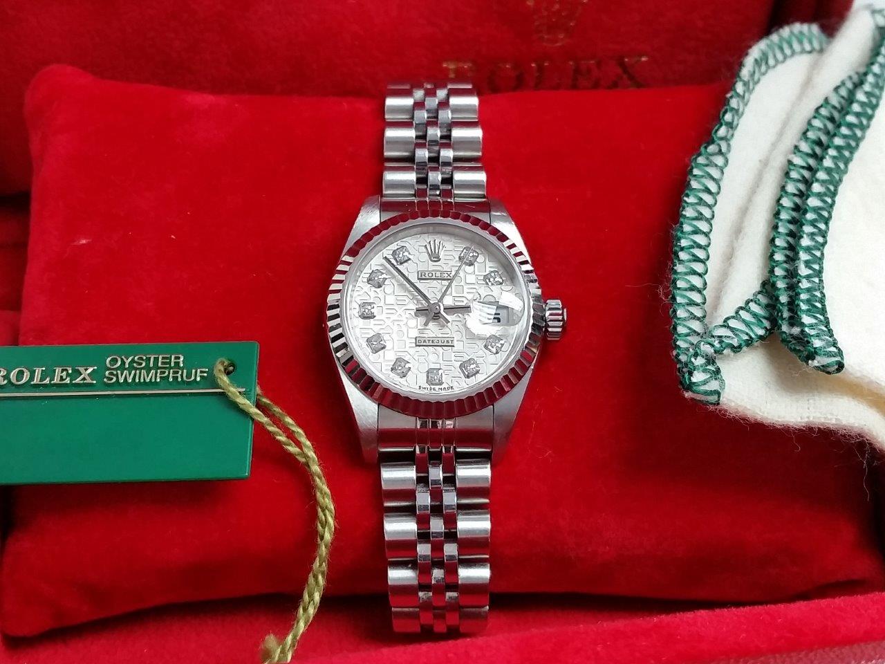 Rolex Datejust Jubilee 79174 SERTI Diamond Dial SS/18k Gold Fluted Bezel