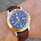 Rolex GMT-Master 16753 Brown Nipple Gilt Dial 2 Tone Root Beer Quick Set 1981 Vintage