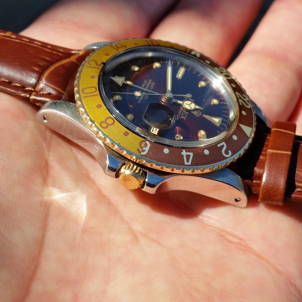 Rolex GMT-Master 16753 Brown Nipple Gilt Dial 2 Tone Root Beer Quick Set 1981 Vintage