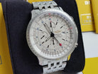 46mm Breitling Navitimer World GMT A24322 White on Pilot Bracelet Full Set MINT
