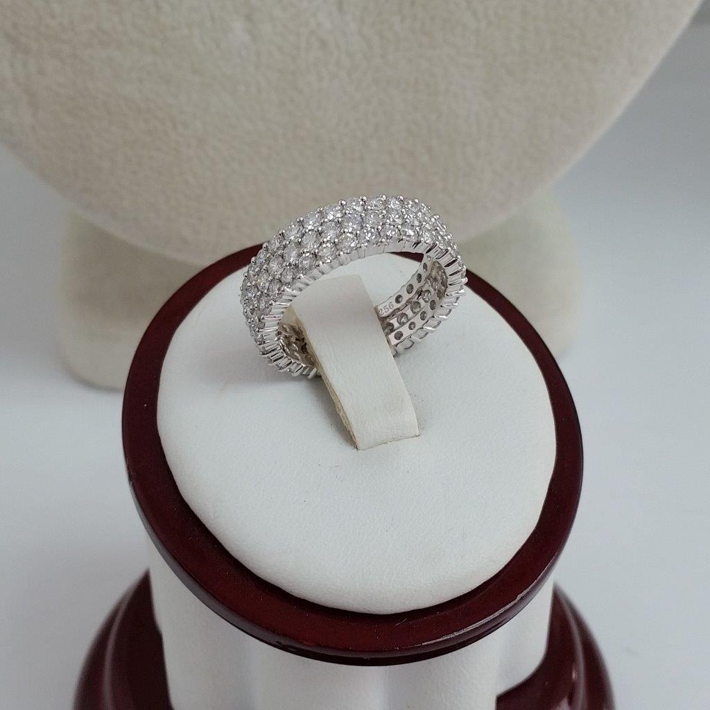 18k White Gold Ring 2.5 Carat Pave Diamond Eternity band Round Brilliant