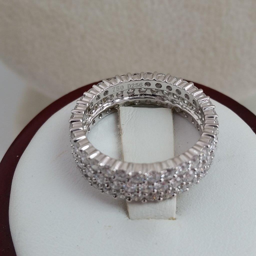 18k White Gold Ring 2.5 Carat Pave Diamond Eternity band Round Brilliant