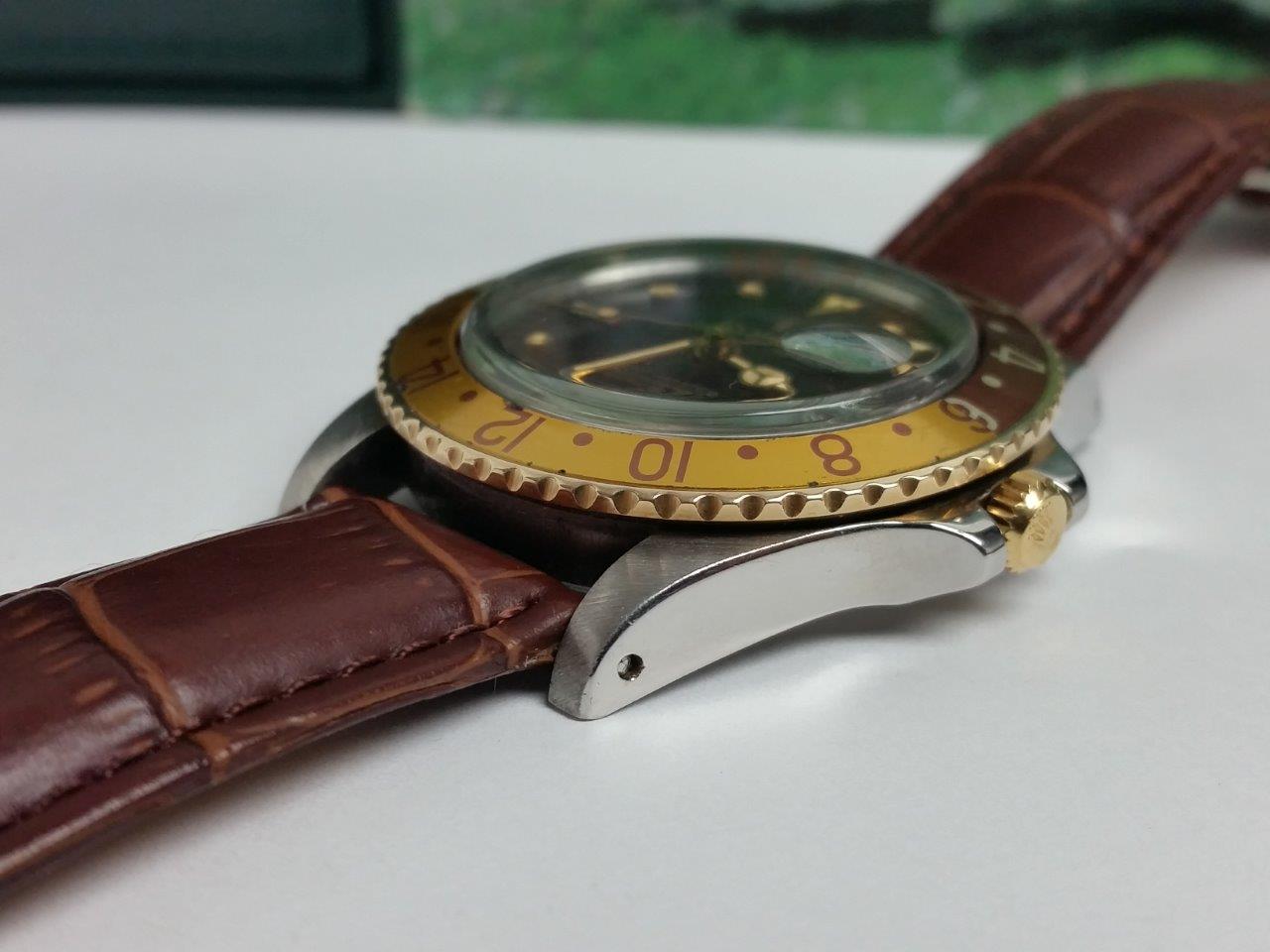 Rolex GMT-Master 16753 Brown Nipple Gilt Dial 2 Tone Root Beer Quick Set 1981 Vintage