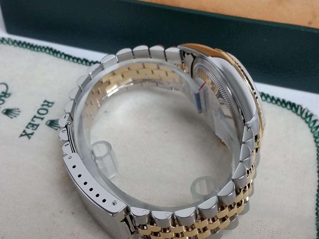 Mens Rolex Datejust 18k Gold Steel 2 Tone White Arabic 2003 Box/Papers 16233