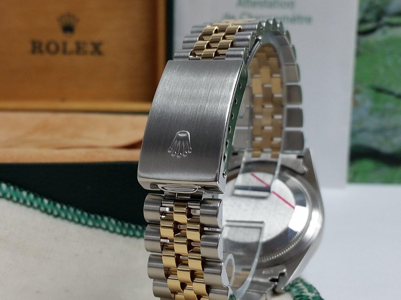 Mens Rolex Datejust 18k Gold Steel 2 Tone White Arabic 2003 Box/Papers 16233