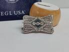 Vintage Platinum Brooch Old European Cut Diamond w/Emeralds Sapphires EGL Certy