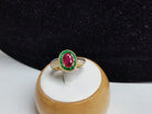 Ladies 18k Yellow Gold Ring w/ Diamonds-Emeralds Natural Oval Ruby