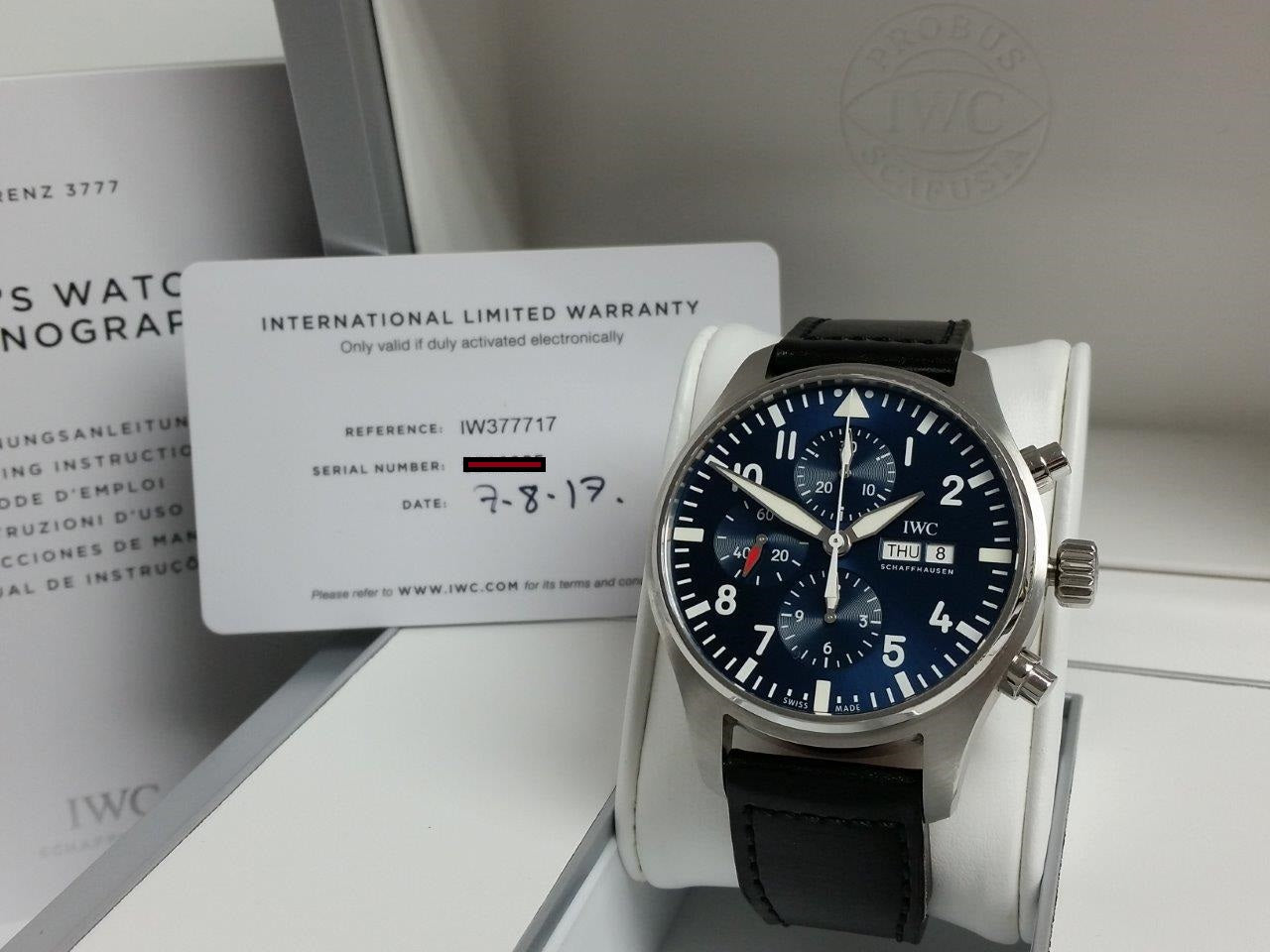 IWC Schaffhausen Blue Pilot Chronograph Le Petit Prince w/Box Papers