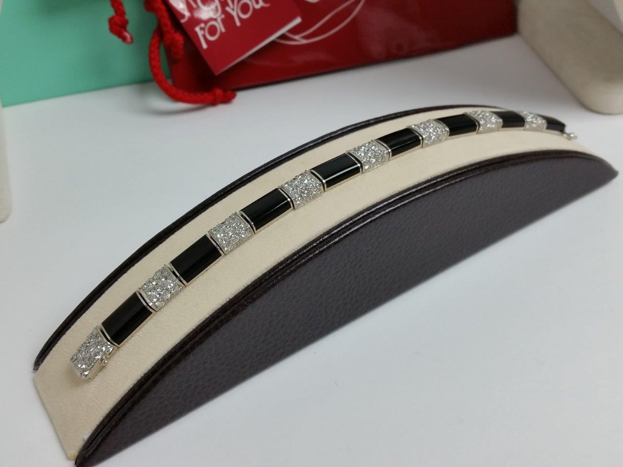 Mens Bold Platinum Onyx Bracelet VS Diamonds 10 Carats TW