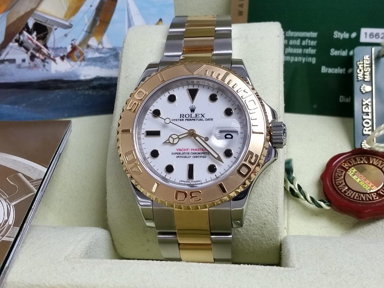 Rolex Yacht-Master 16623 V-Serial 18k Gold SS Engraved Bezel 2012 Full Set