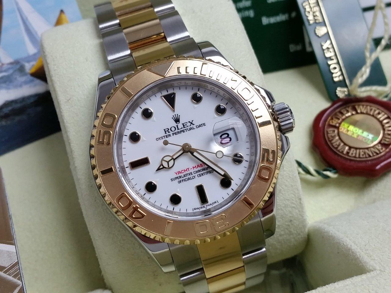 Rolex Yacht-Master 16623 V-Serial 18k Gold SS Engraved Bezel 2012 Full Set