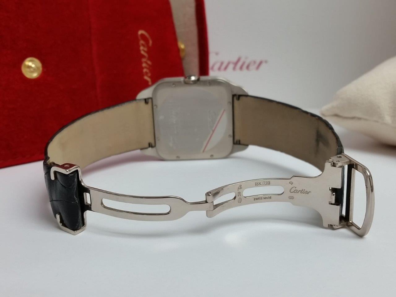 Cartier Santos Dumont W2007051 2651 Slim 18k White Gold Mechanical Hand-Wound Large 35mm