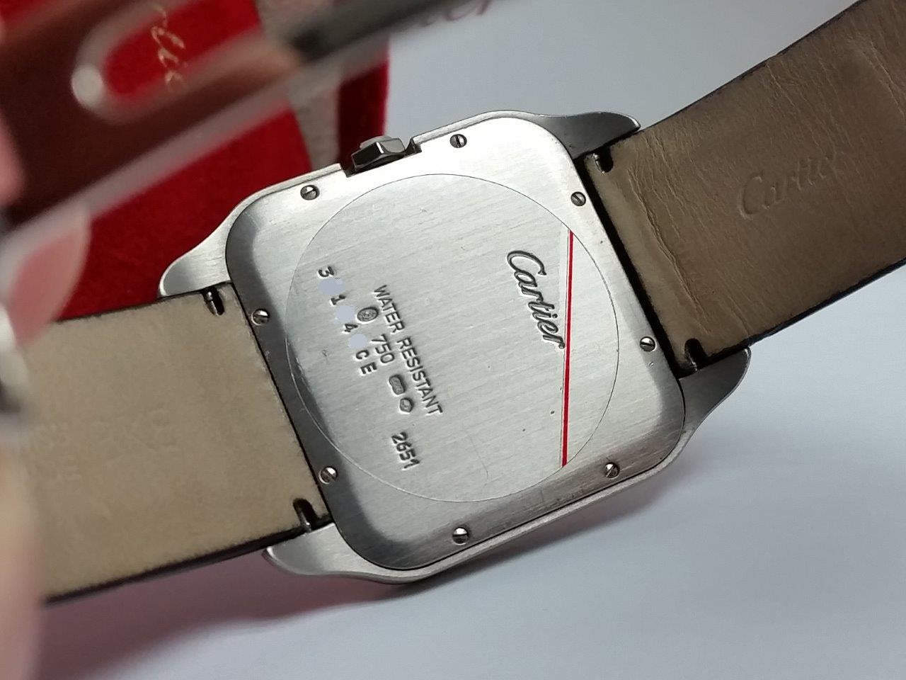 Cartier Santos Dumont W2007051 2651 Slim 18k White Gold Mechanical Hand-Wound Large 35mm