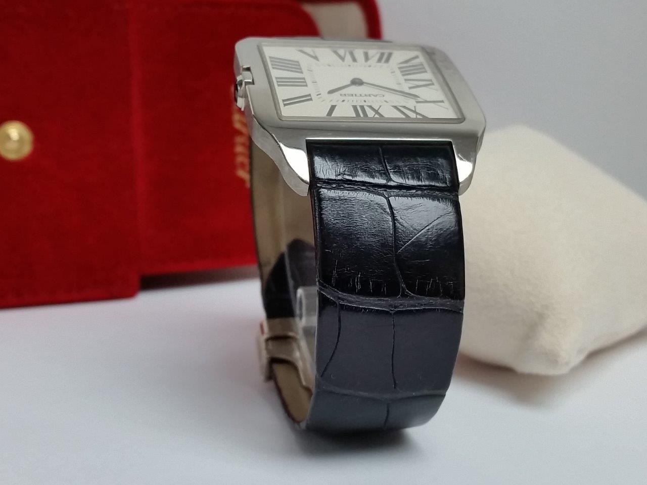Cartier Santos Dumont W2007051 2651 Slim 18k White Gold Mechanical Hand-Wound Large 35mm