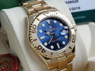 Rolex Yacht-Master Solid 18k Gold Blue Dial Engraved Bezel V-Serial 2019 RSC 168628