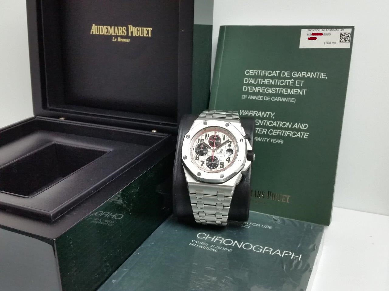 Audemars Piguet Royal Oak Offshore PANDA Chronograph w/Bracelet 26170ST.OO.1000ST.01 Box Papers