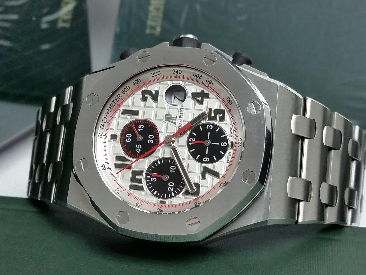 Audemars Piguet Royal Oak Offshore PANDA Chronograph w/Bracelet 26170ST.OO.1000ST.01 Box Papers