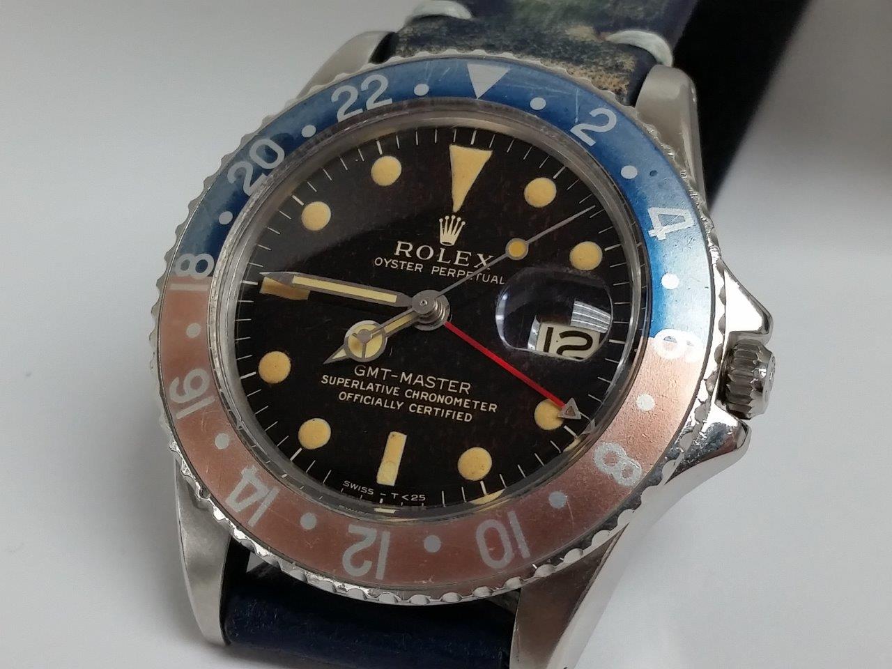 Vintage 1964 Rolex GMT-Master Pepsi 1675 Brown Patina "Fiery Rain" - Tropical Gilt Marble