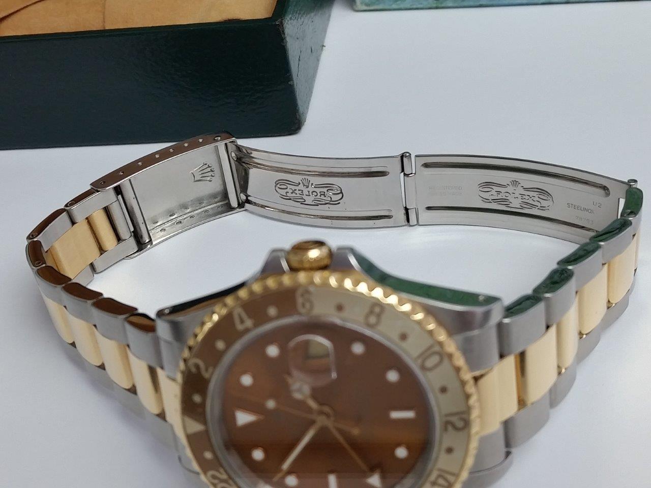 Rolex GMT-Master II 16713 Tritium ROOT BEER Two Tone Unpolished 18k Gold