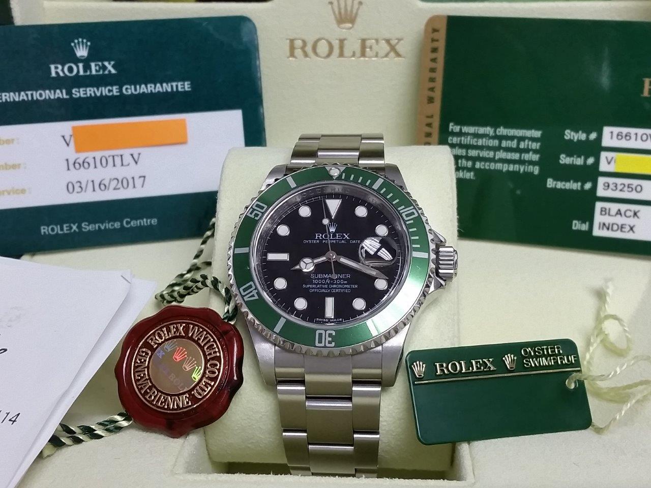 Rolex Submariner KERMIT 50 Anniversary 16610T LV V-Ser Green Bezel FULL SET + RSC
