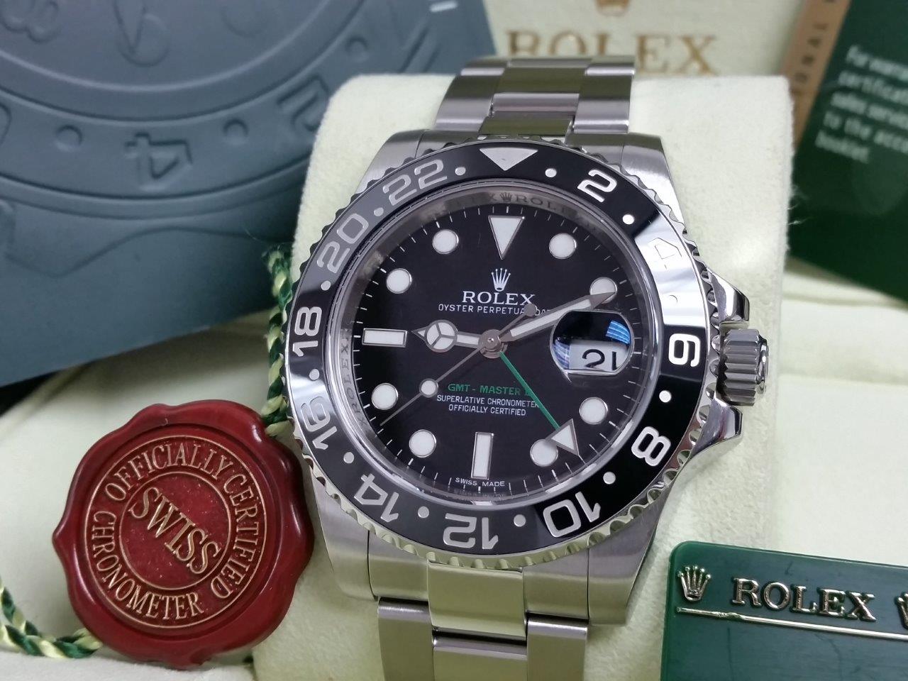 Rolex GMT-Master II 116710LN Black/Green Ceramic Box/Paper 1-Owner Full Set