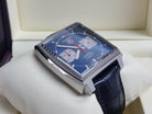 TAG Heuer Monaco Calibre 12 Chronograph Blue SS Navy Leather CAW2111.FC6183 Full Set