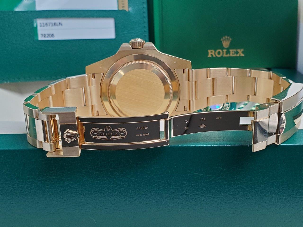 18k Gold Rolex GMT-Master II Anniversary 116718LN GREEN Full Set OPEN CARD
