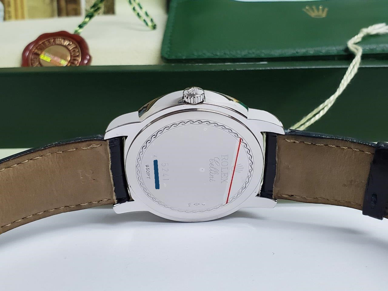 Mens Rolex Cellini Cellinium 5241/6 Glacier Blue Platinum Manual Box Papers