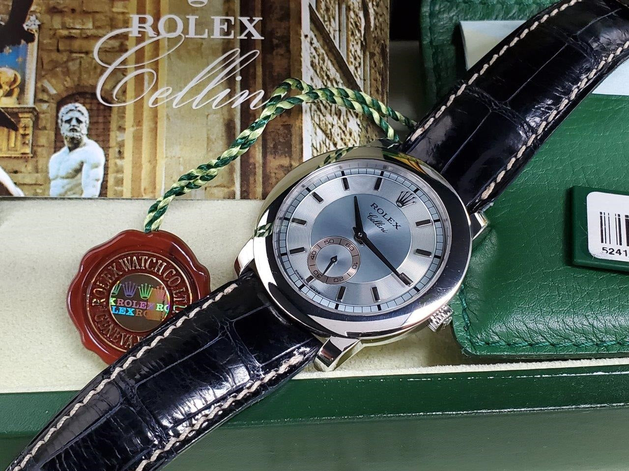 Mens Rolex Cellini Cellinium 5241/6 Glacier Blue Platinum Manual Box Papers